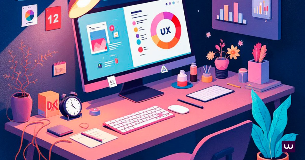 A variety of UX design tools displayed on a desk