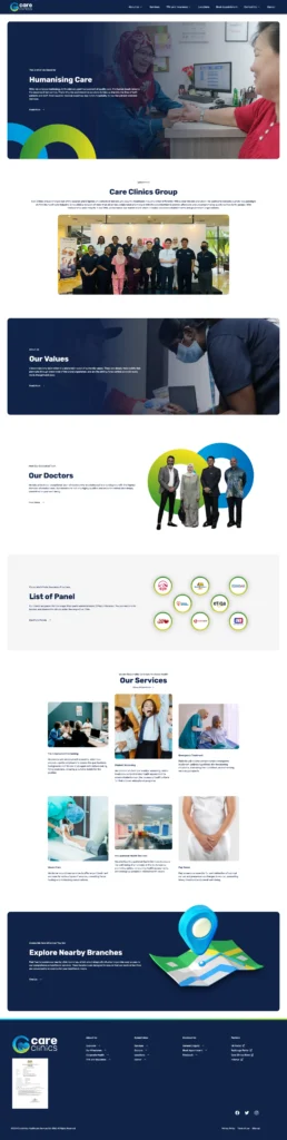 Careclinics – healthcare custom website design