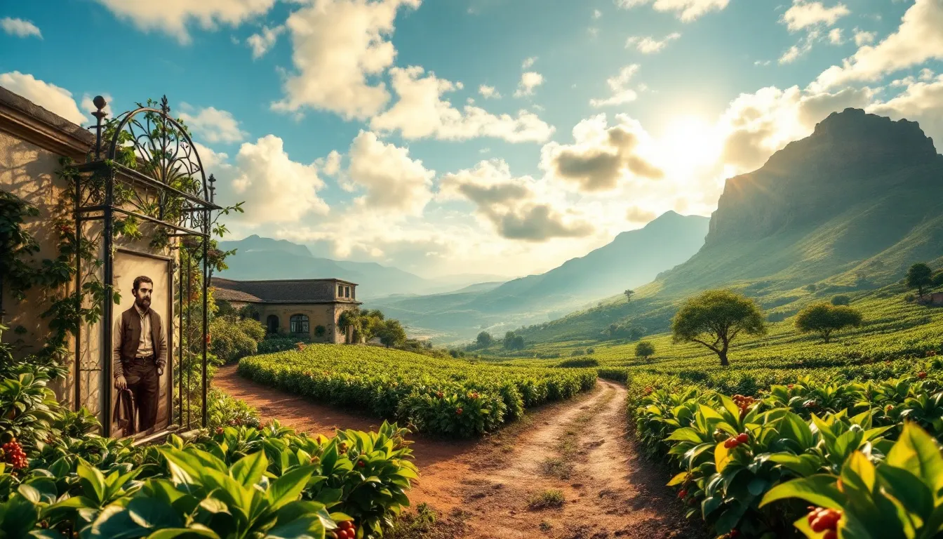 A scenic view of coffee plants in Saint Helena, highlighting the historical significance of this unique coffee.