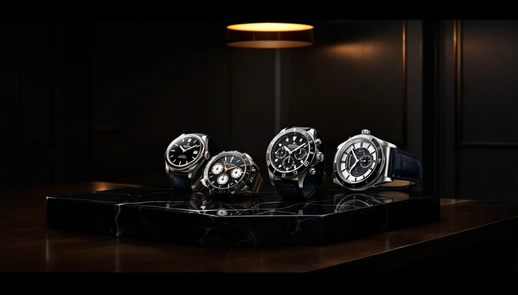 A collection of luxury watches that exemplify strong value retention.