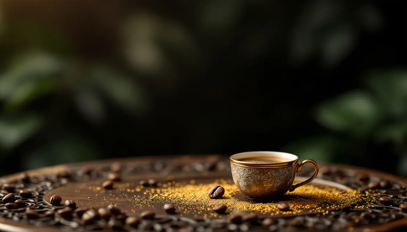 A blurred image of kopi luwak coffee beans, illustrating the controversial delicacy of this unique coffee.