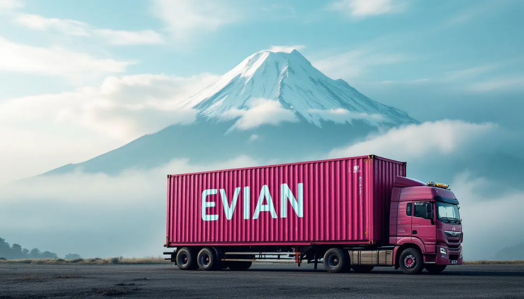evian mineral water production cost and delivery cost to Malaysia