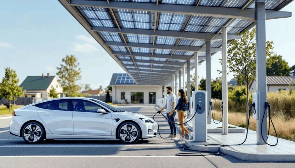 solar energy eliminates high electricity bills and improve sustainable energy bills. Target market is EV car owner